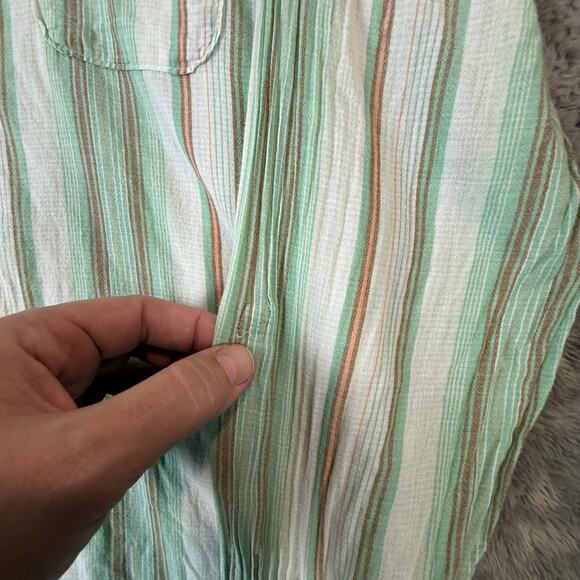 Toad & Co Long Sleeve Airbrush Shirt Button Down Green Stripe L Women's - Picture 6 of 12